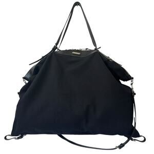 Saint Laurent ID Convertible Duffel Large Black Canvas Travel Bag Leather Trim